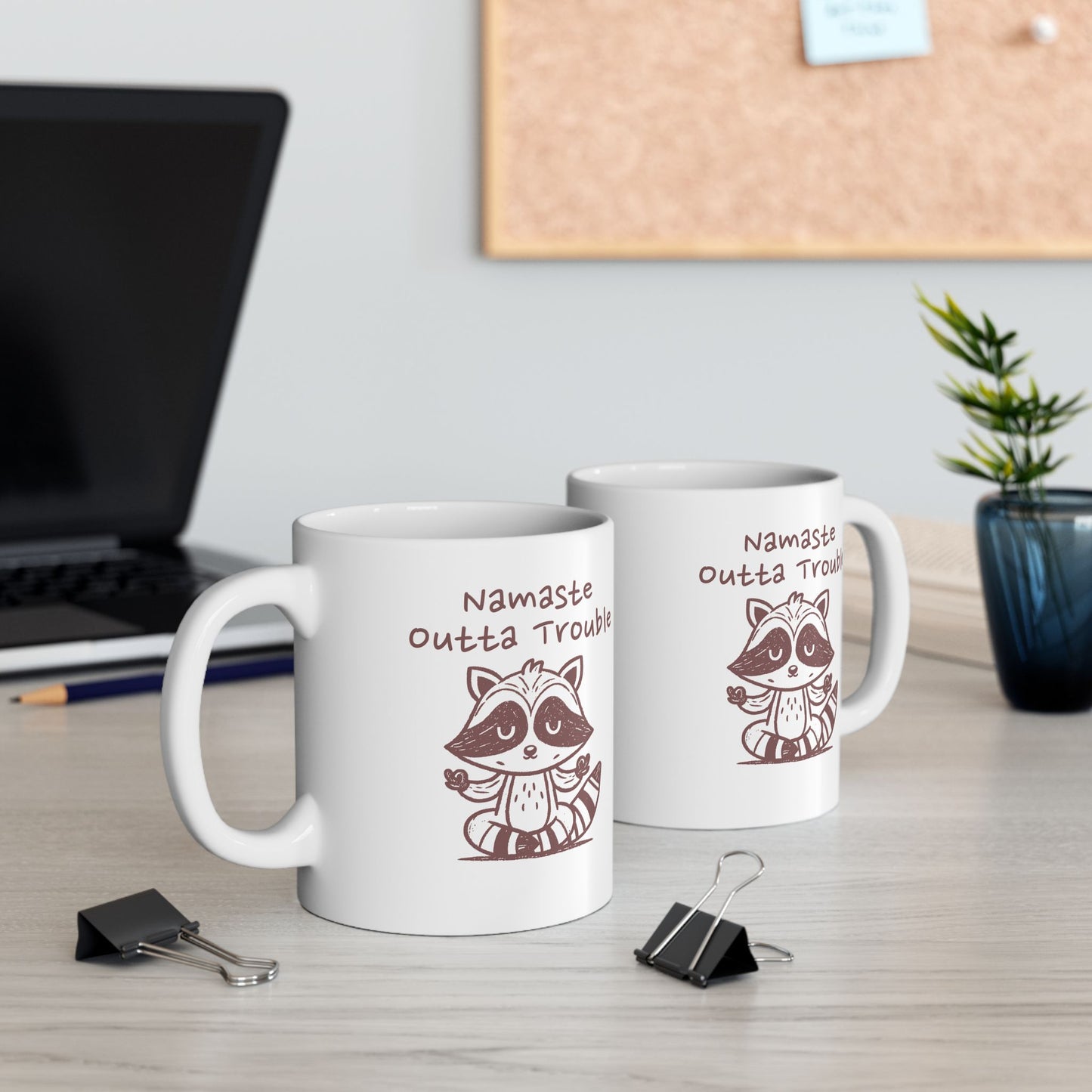 Namaste Outta Trouble Raccoon Ceramic Mug