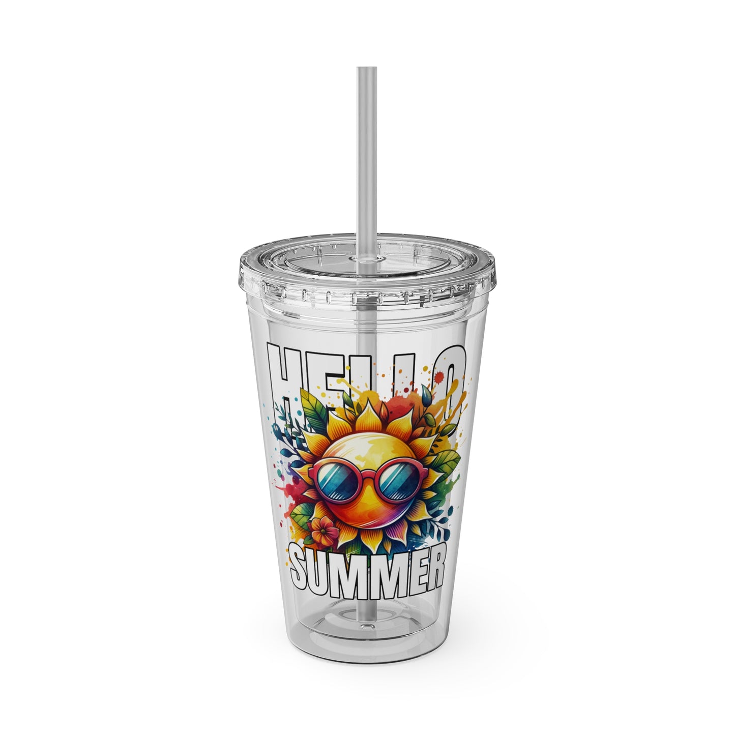 Hello Summer 16oz Insulated Tumbler with Straw