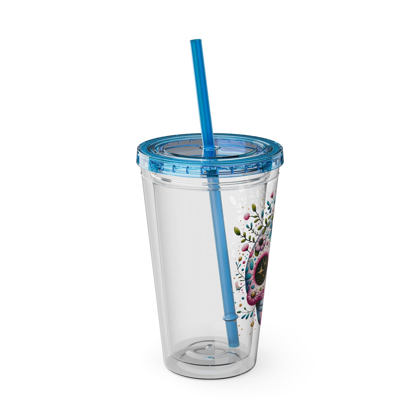 Sugar Skull 16oz Insulated Tumbler with Straw
