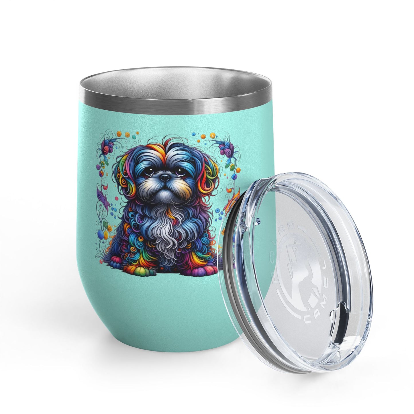 Colorful Shih Tzu 12oz Insulated Wine Tumbler
