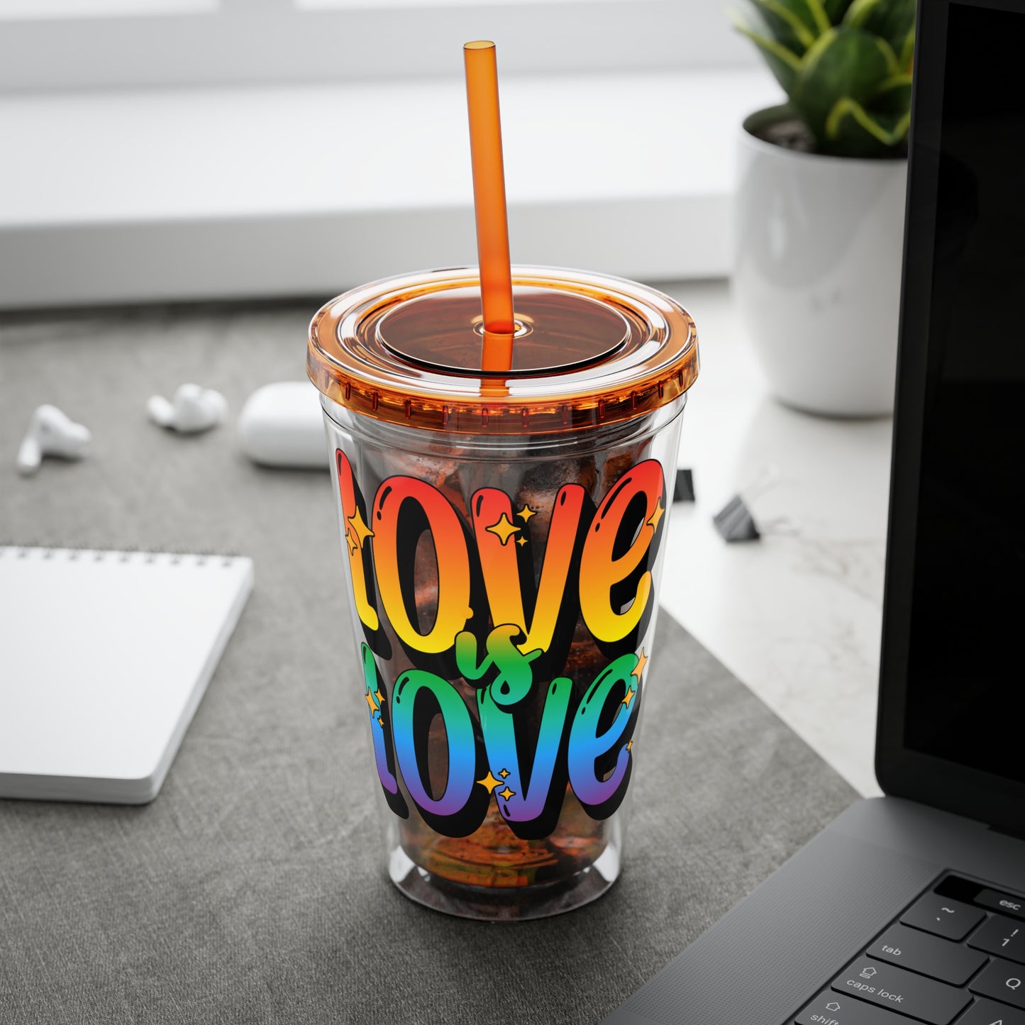 Love is Love Rainbow 16oz. Insulated Tumbler with Straw