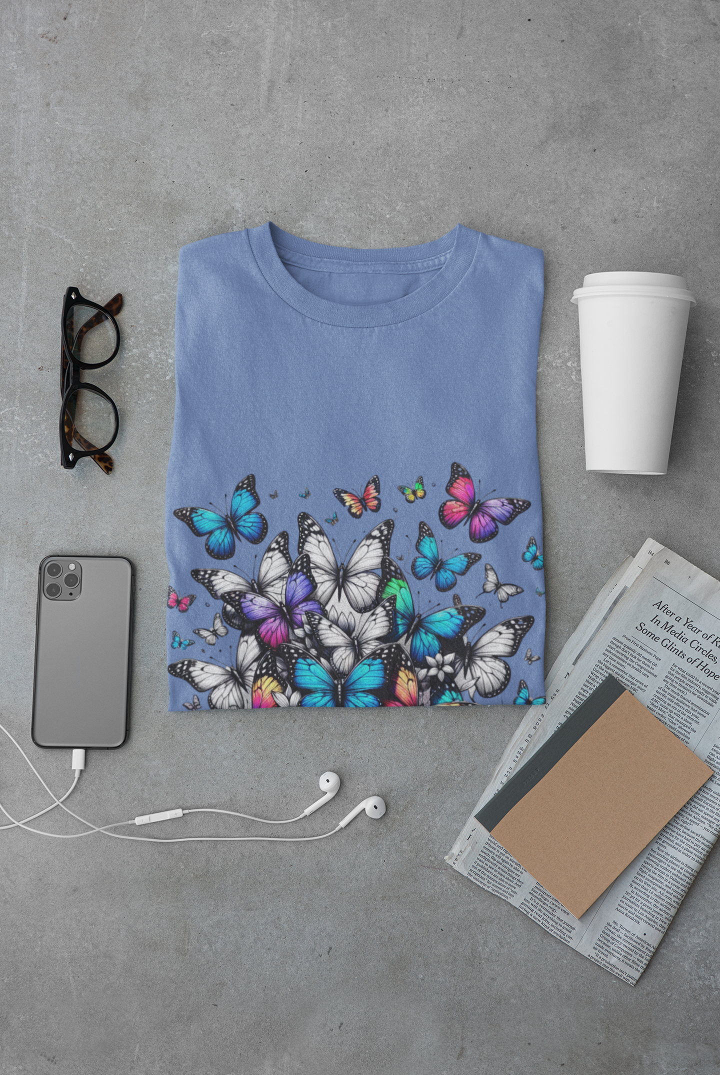 Colorful Butterfly Cluster Unisex Graphic T-Shirt