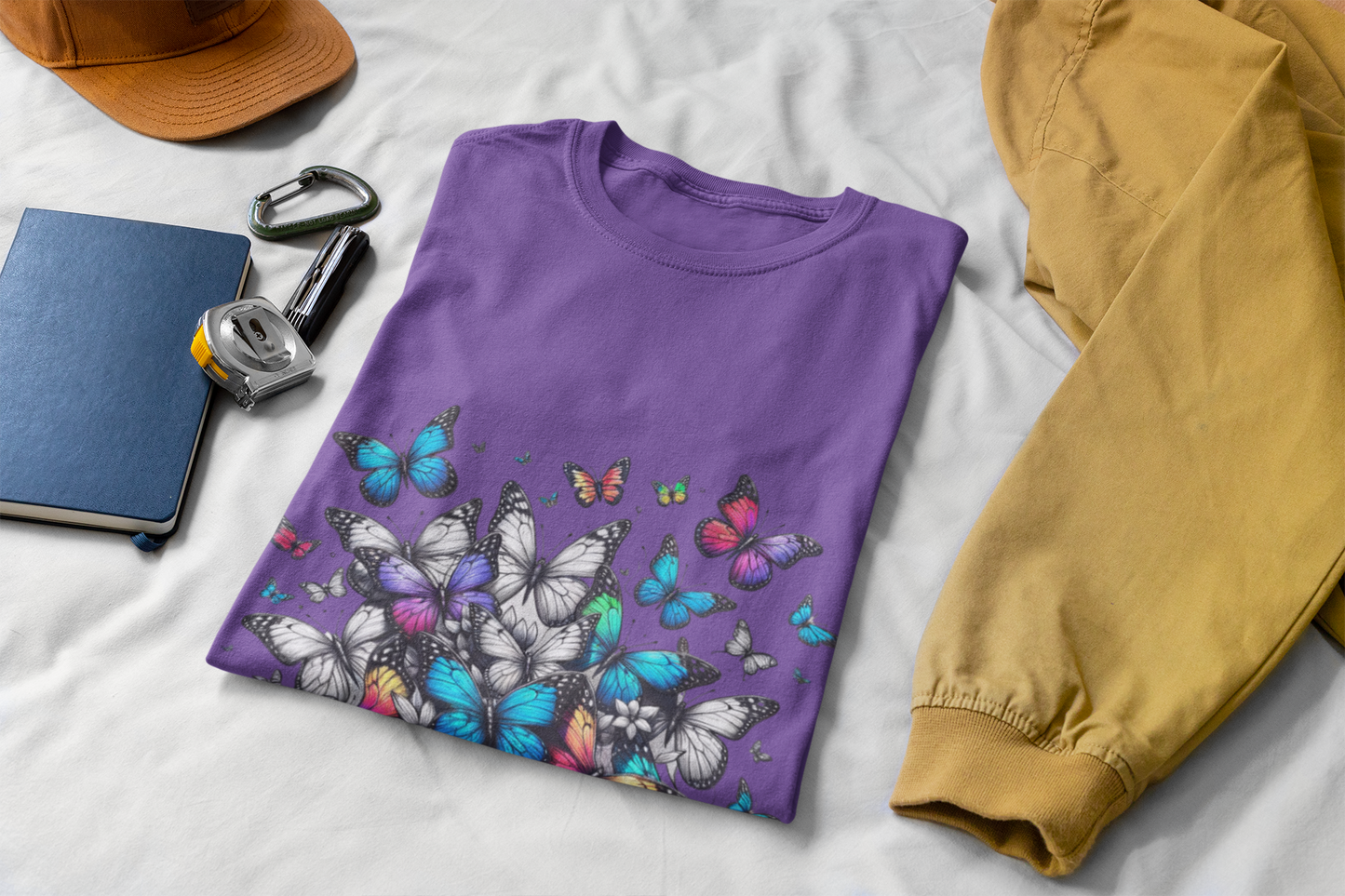 Colorful Butterfly Cluster Unisex Graphic T-Shirt