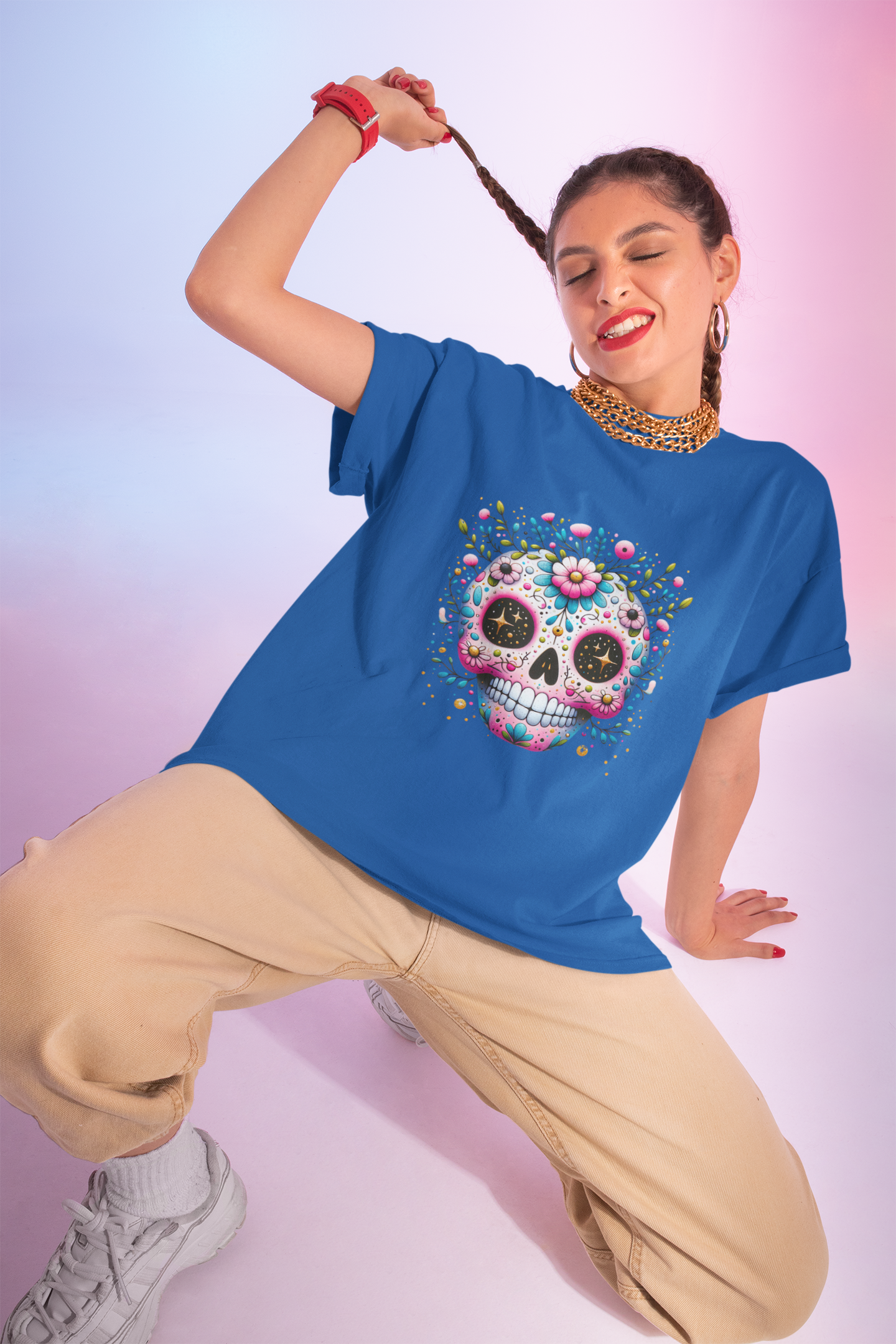 Floral Sugar Skull Unisex Graphic T-Shirt