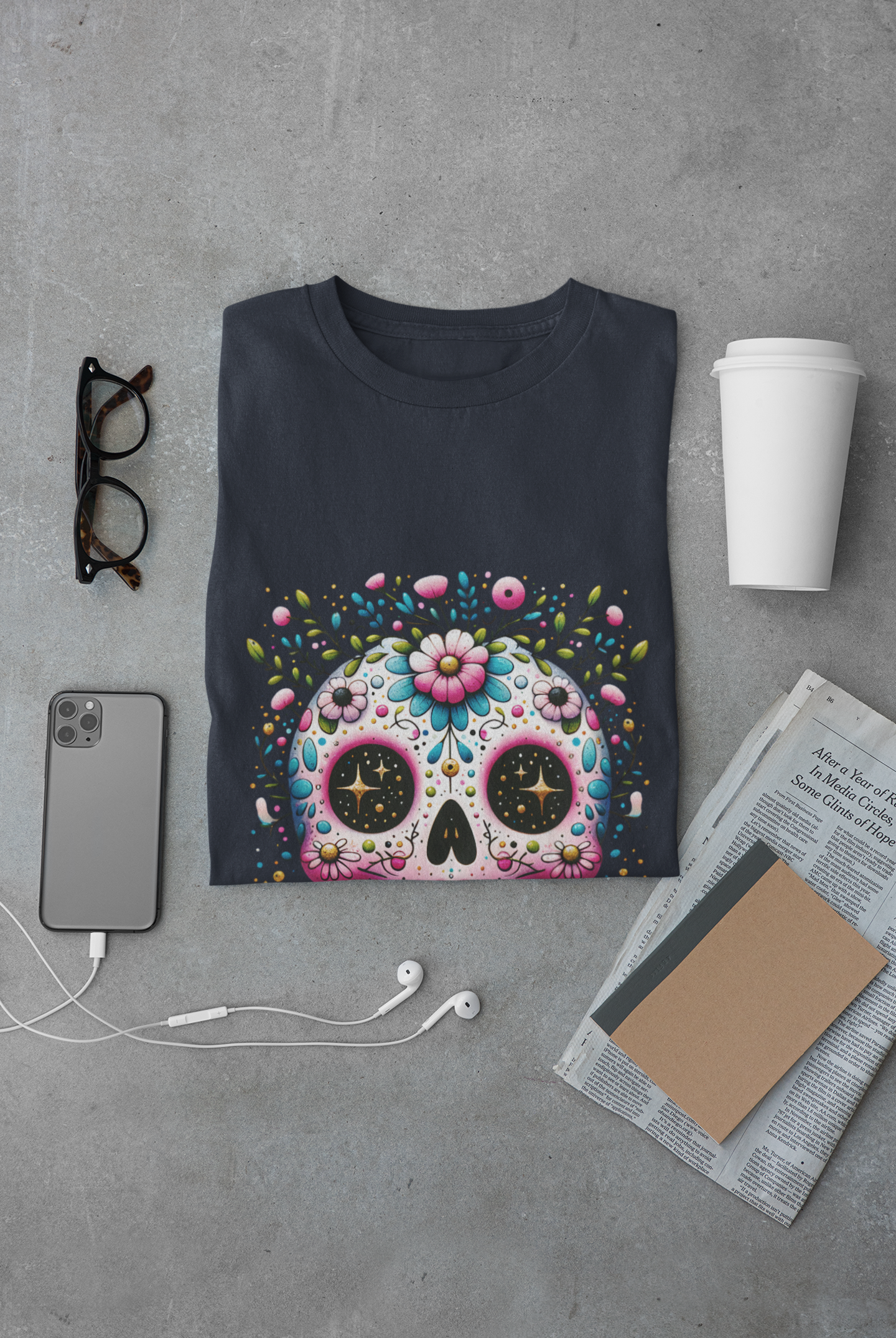 Floral Sugar Skull Unisex Graphic T-Shirt