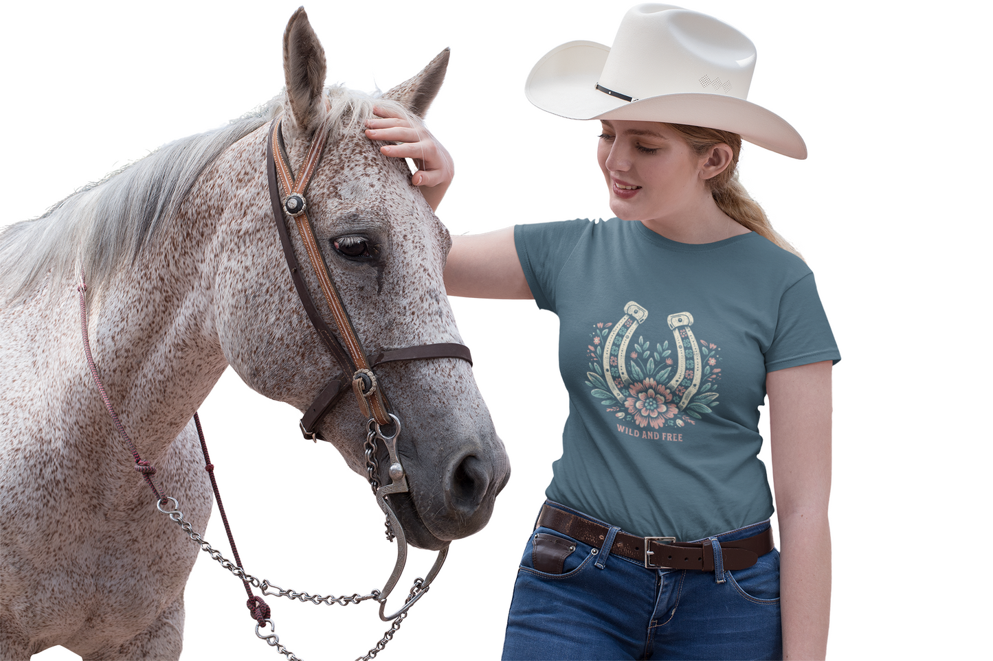Wild and Free Horseshoe Floral Unisex Graphic T-Shirt