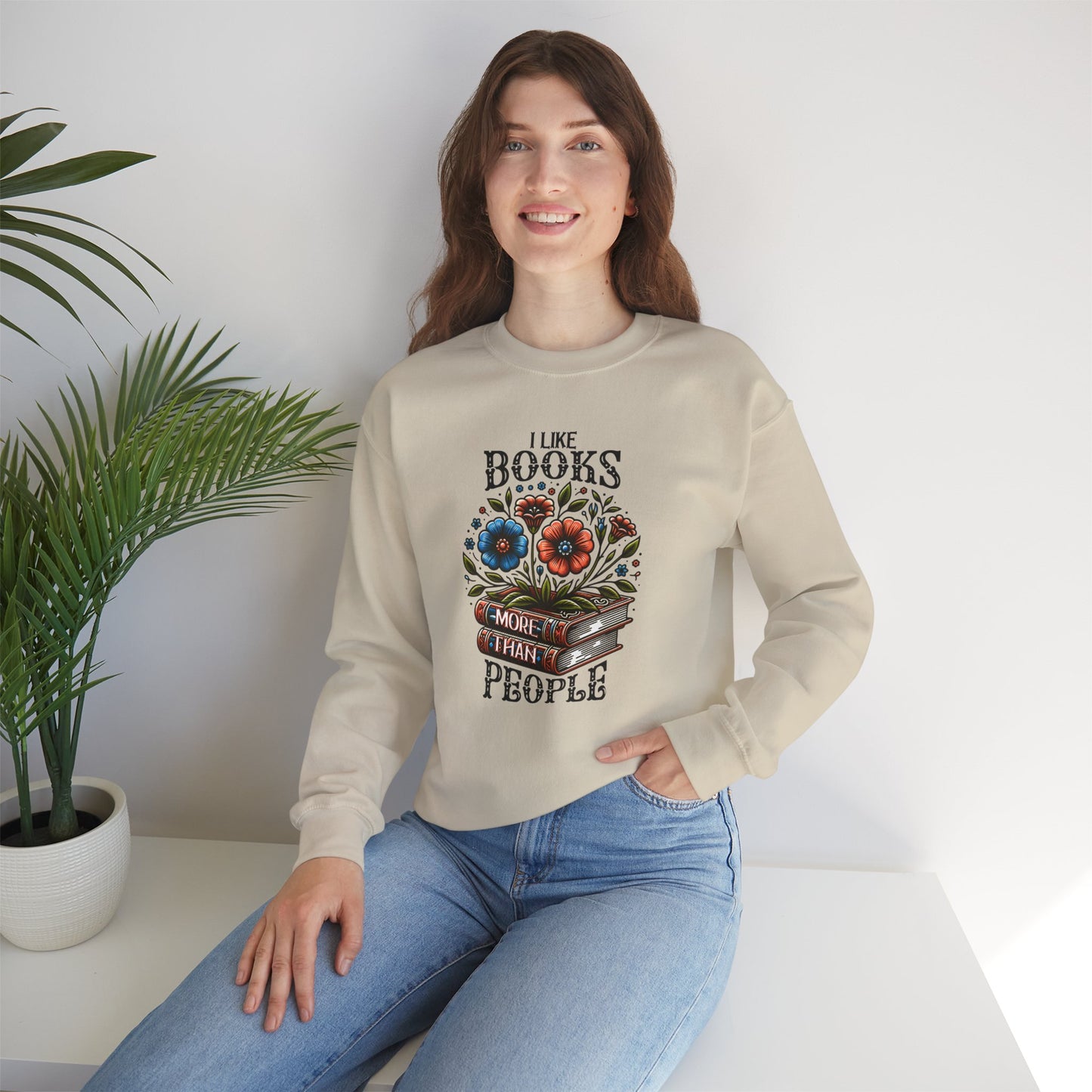Books More Than People Crewneck Sweatshirt