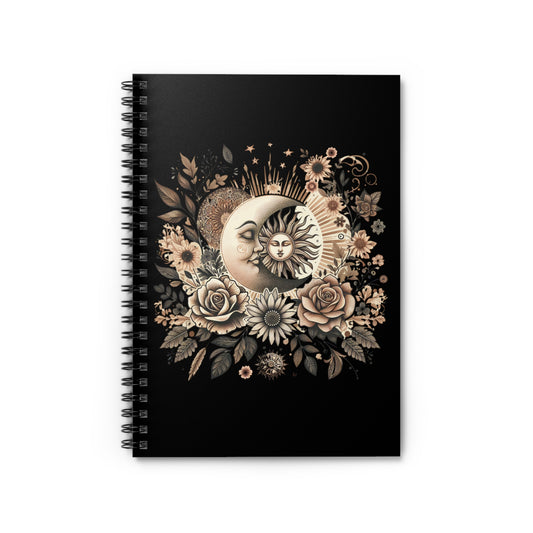 Celestial Sun and Moon Spiral Journal Notebook