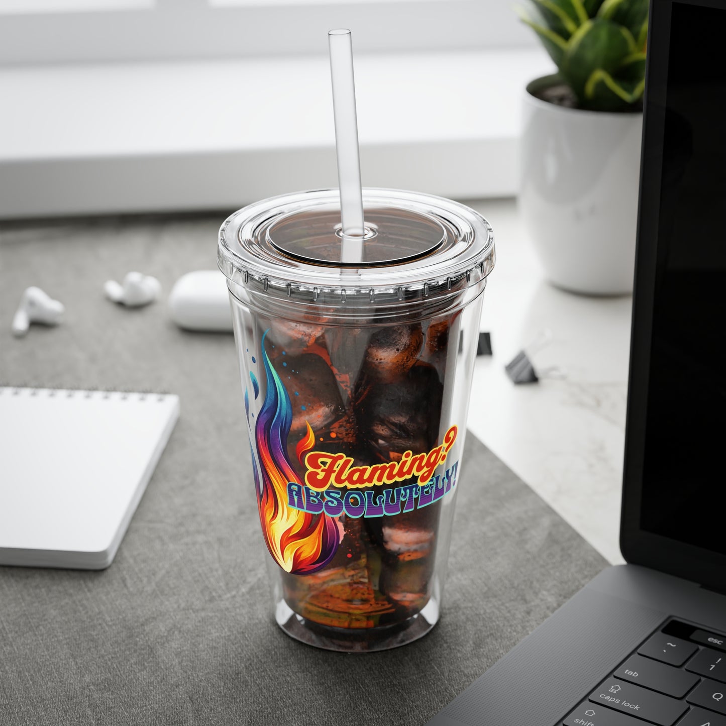 Flaming Pride 16oz Insulated Tumbler with Straw