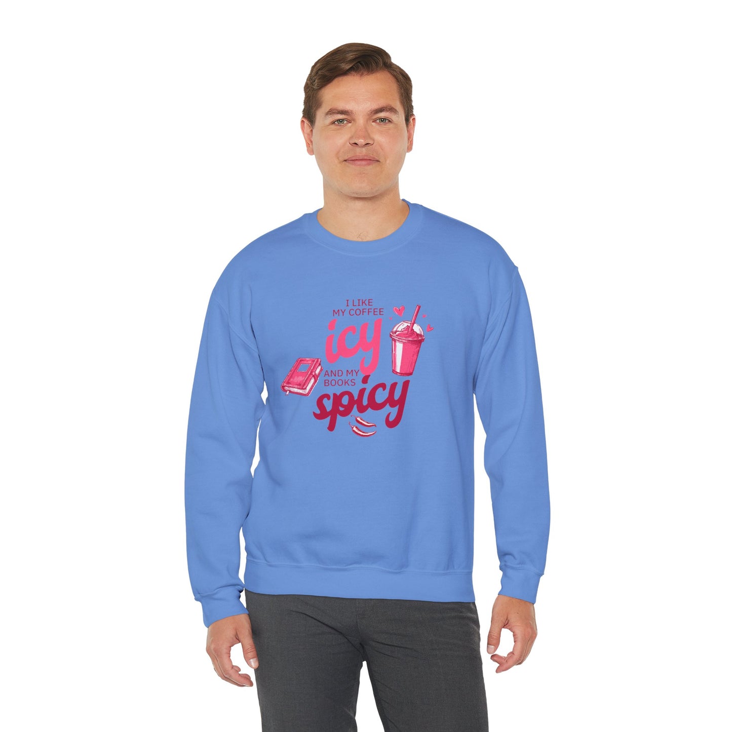 Icy Coffee Spicy Books Unisex Crewneck Sweatshirt