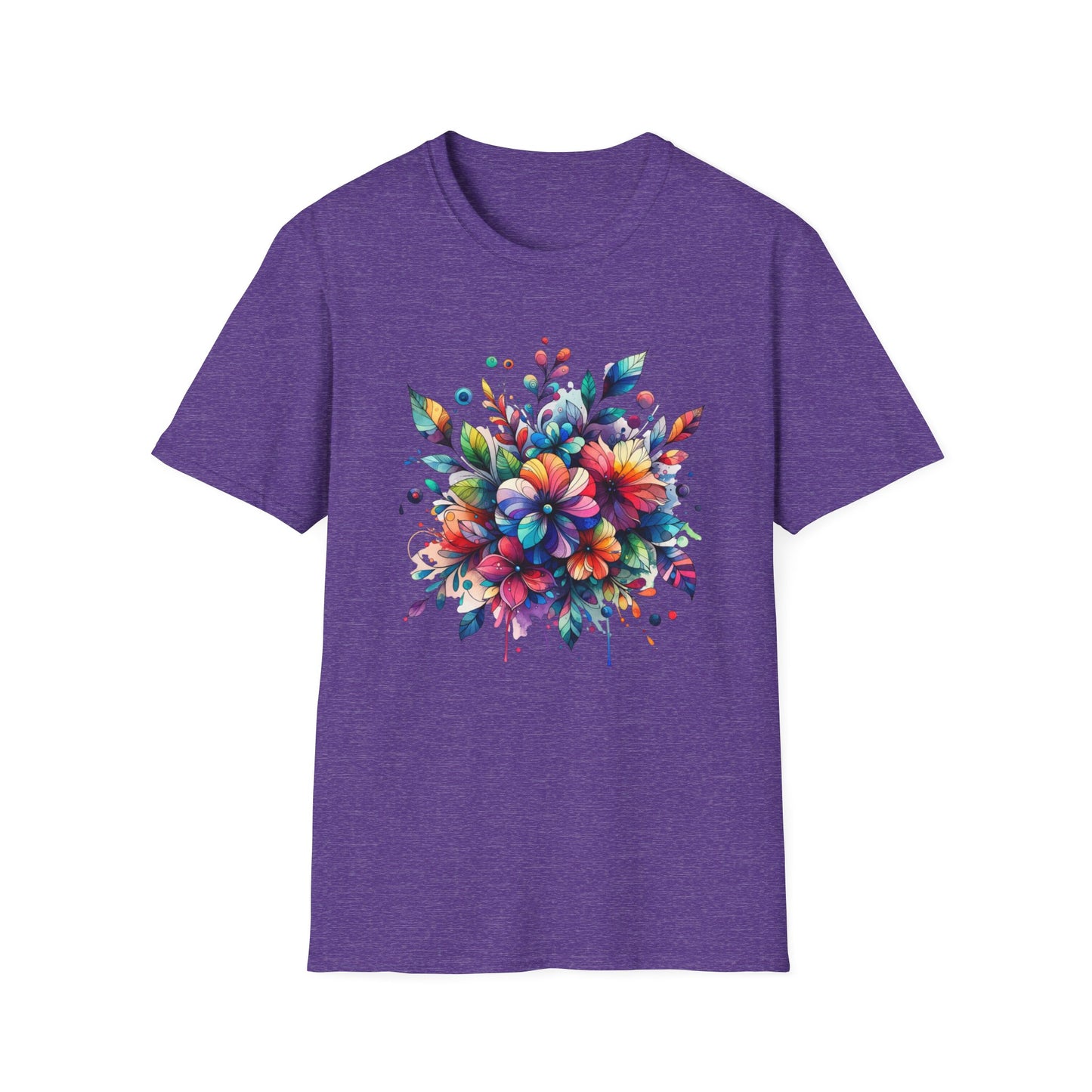 Rainbow Floral Explosion Unisex Graphic T-Shirt