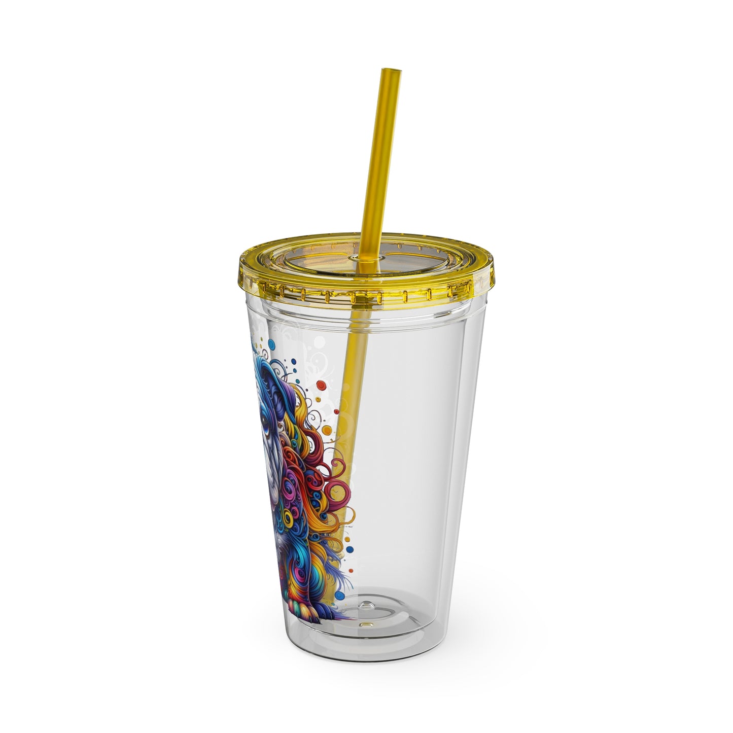 Colorful Bulldog 16oz. Insulated Tumbler with Straw