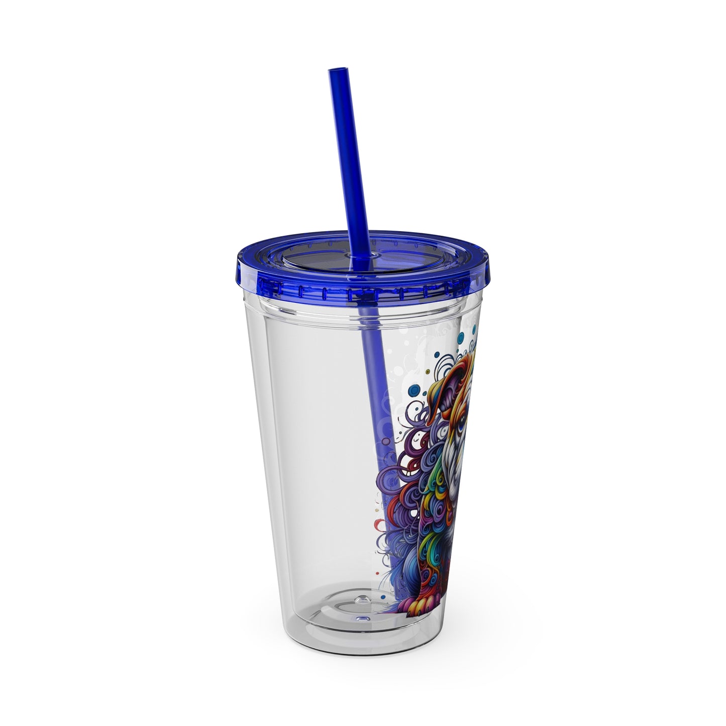 Colorful Bulldog 16oz. Insulated Tumbler with Straw