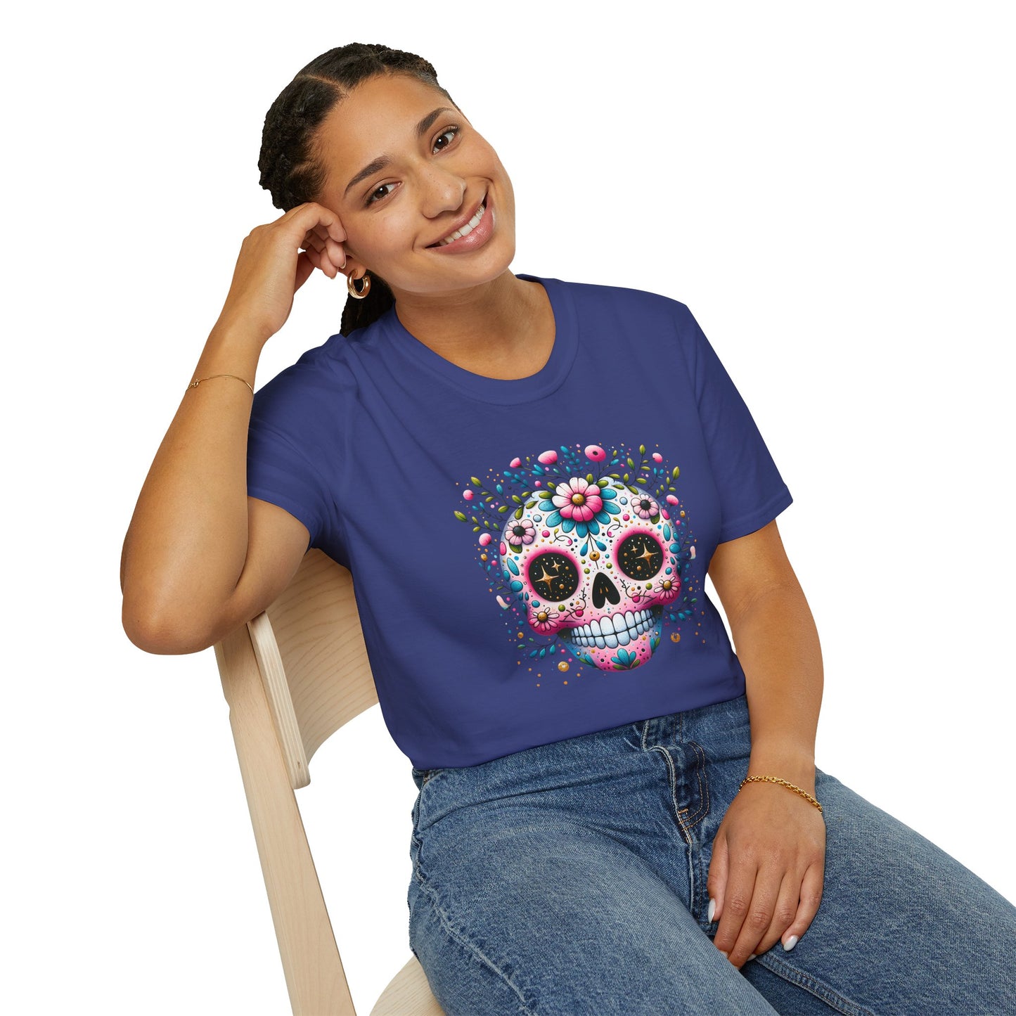 Floral Sugar Skull Unisex Graphic T-Shirt
