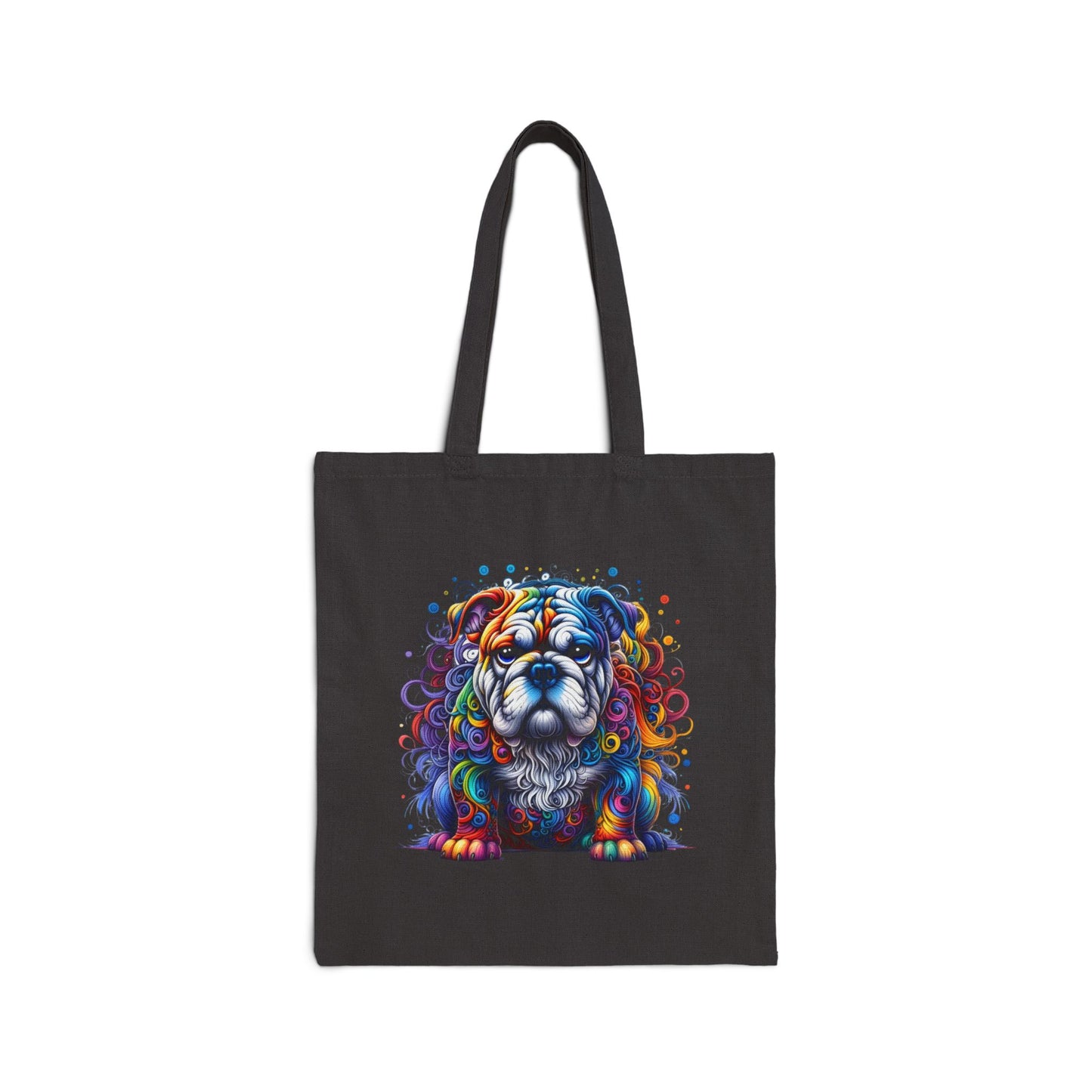Colorful Bulldog Cotton Canvas Tote Bag