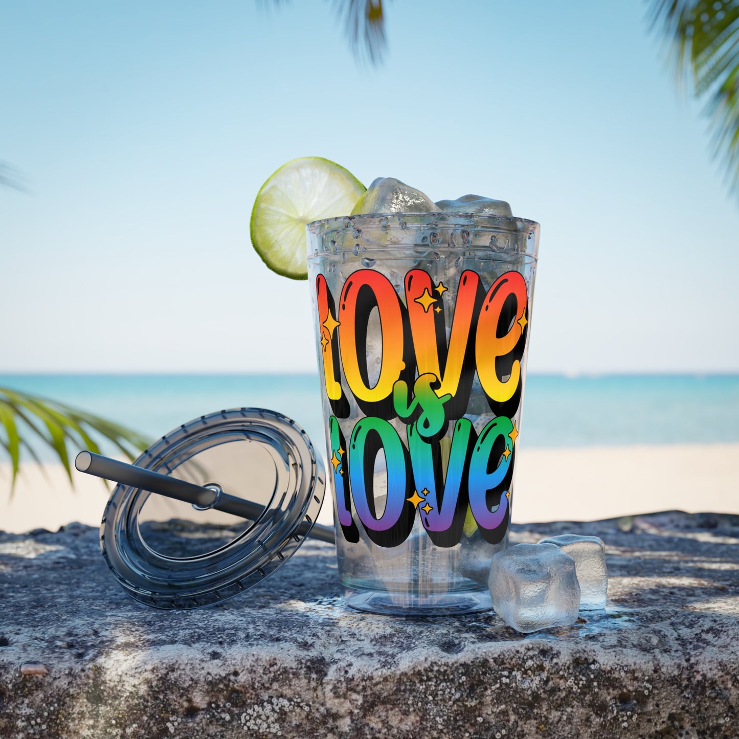 Love is Love Rainbow 16oz. Insulated Tumbler with Straw