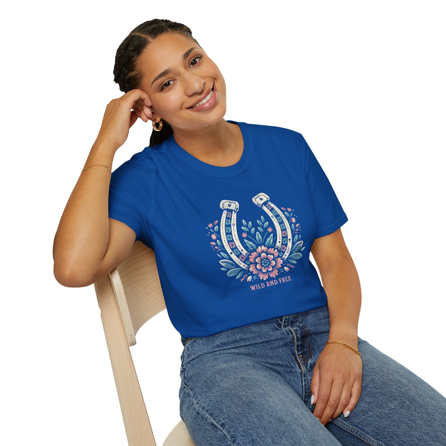 Wild and Free Horseshoe Floral Unisex Graphic T-Shirt