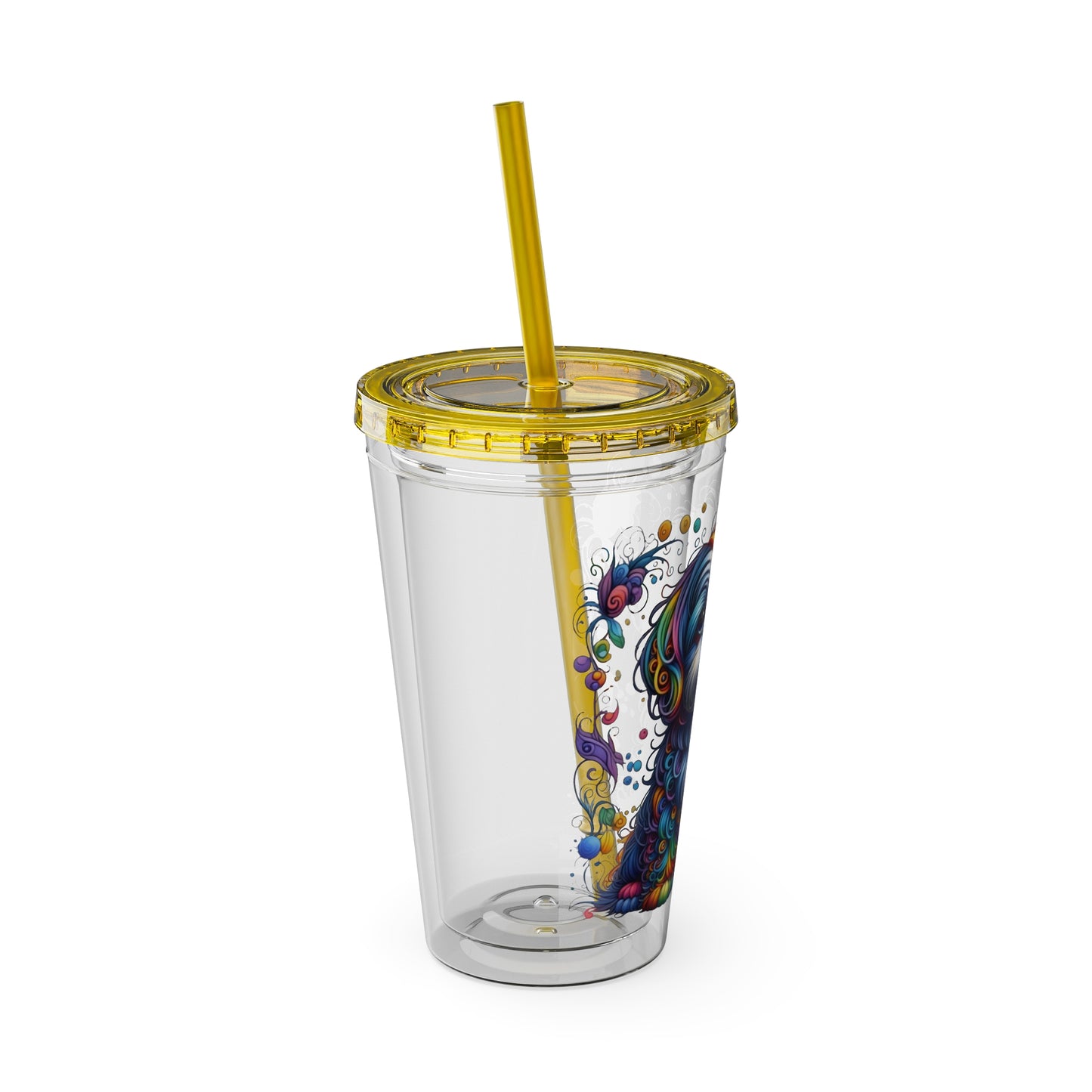 Colorful Shih Tzu 16oz. Insulated Tumbler with Straw