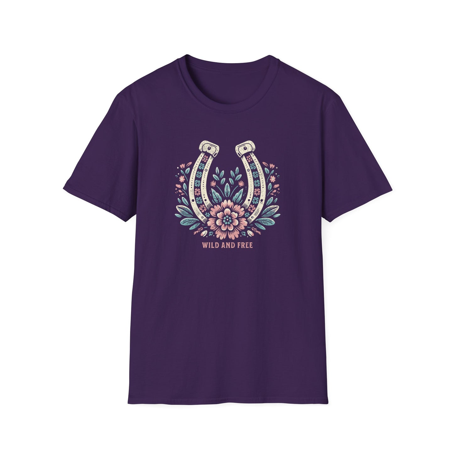 Wild and Free Horseshoe Floral Unisex Graphic T-Shirt