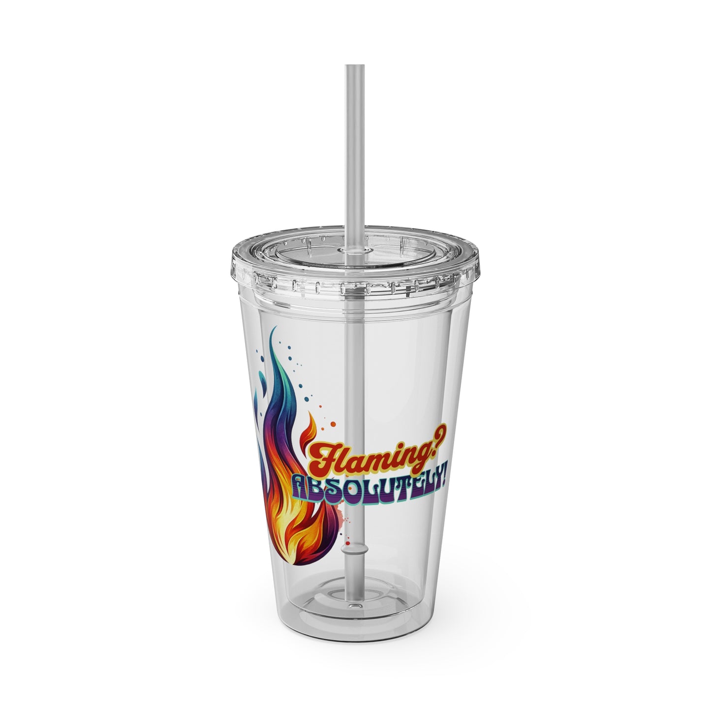 Flaming Pride 16oz Insulated Tumbler with Straw