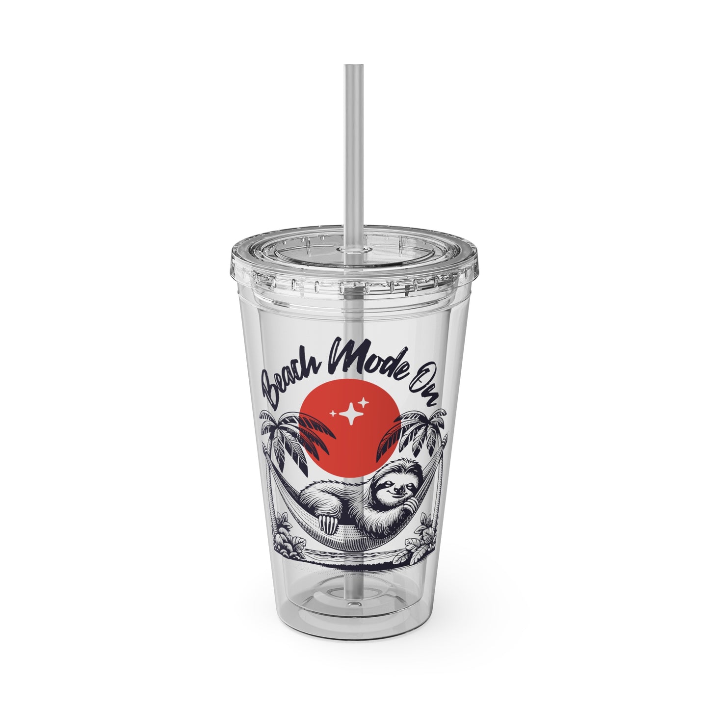 Beach Mode On 16oz Insulated Tumbler with Straw