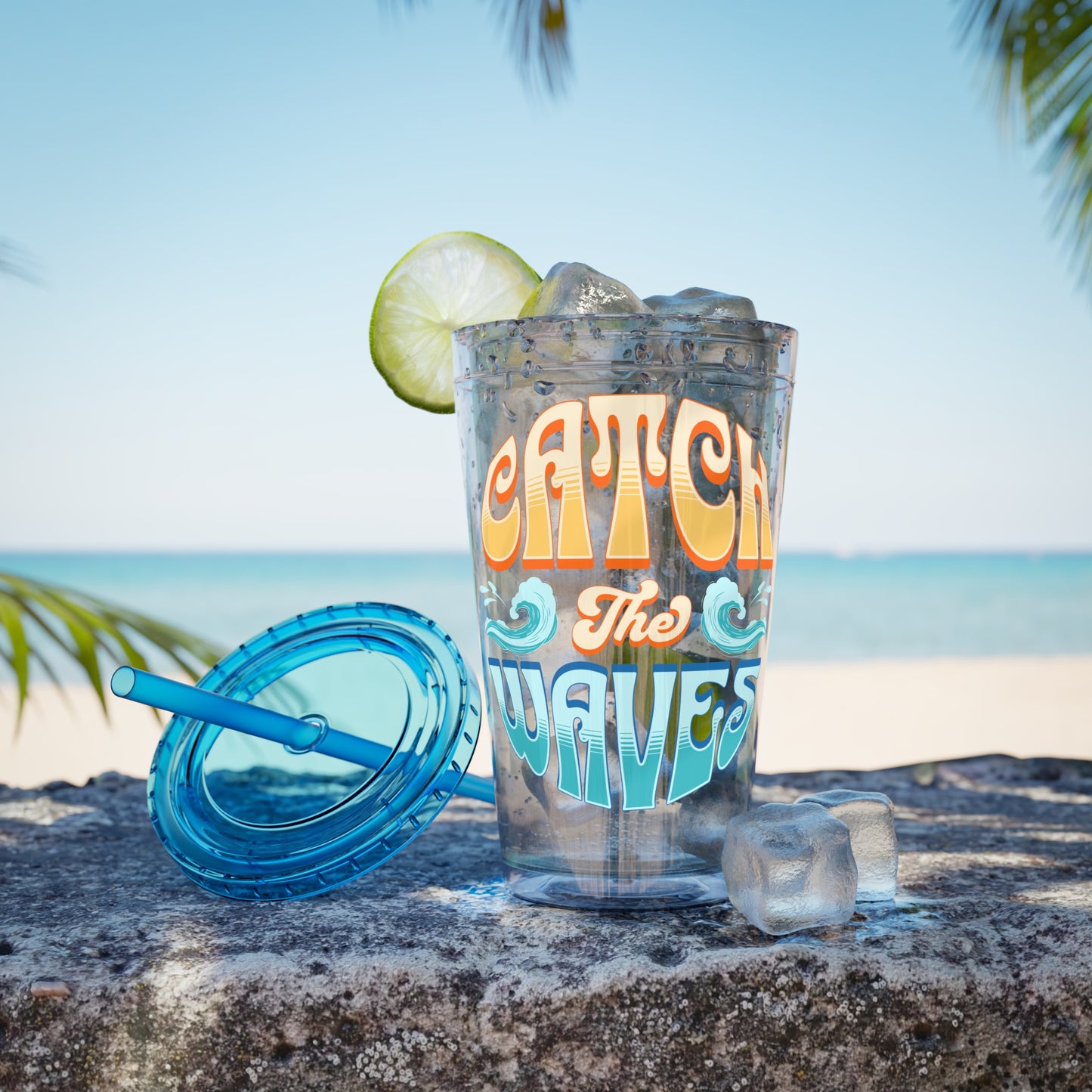Catch the Waves 16oz Insulated Tumbler with Straw