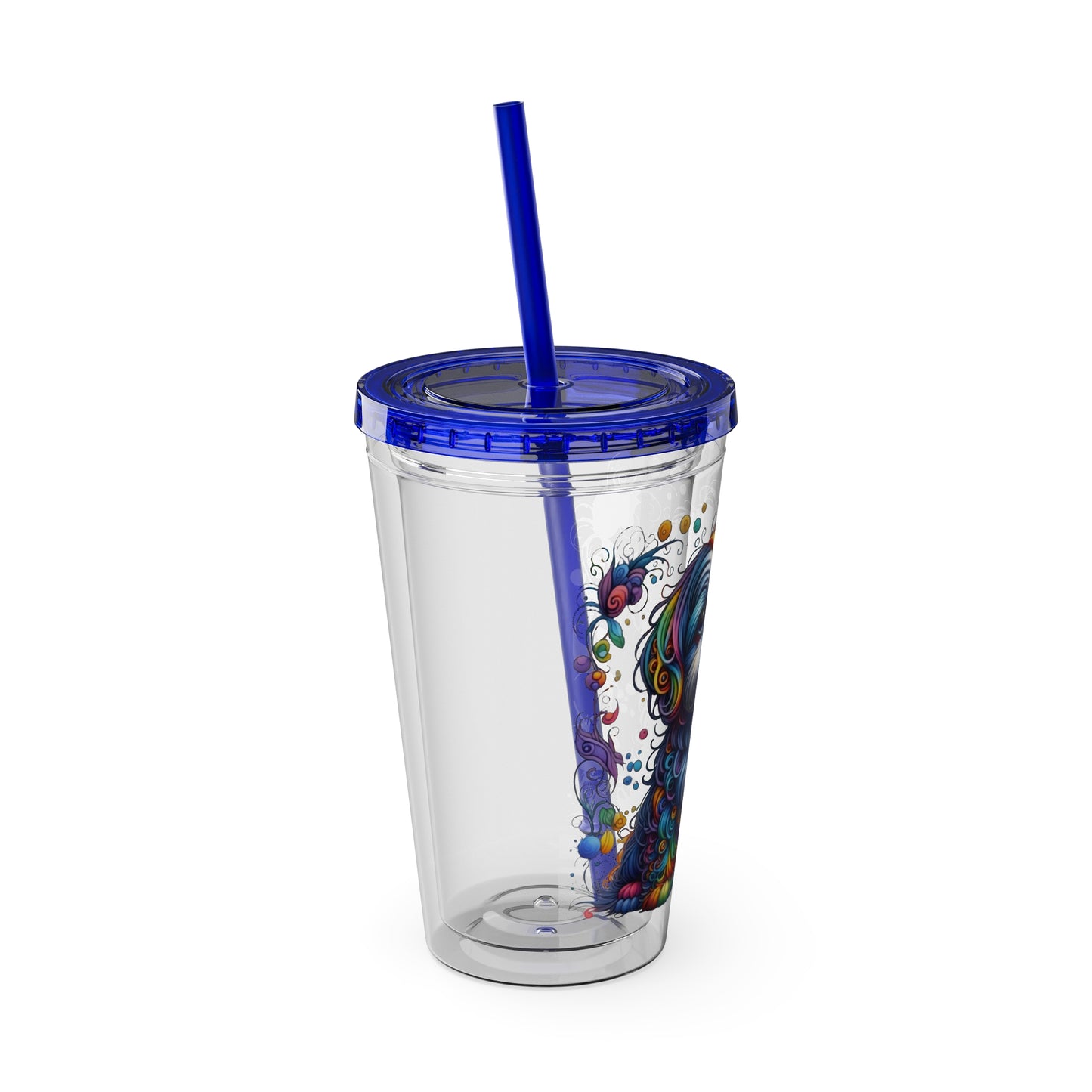 Colorful Shih Tzu 16oz. Insulated Tumbler with Straw