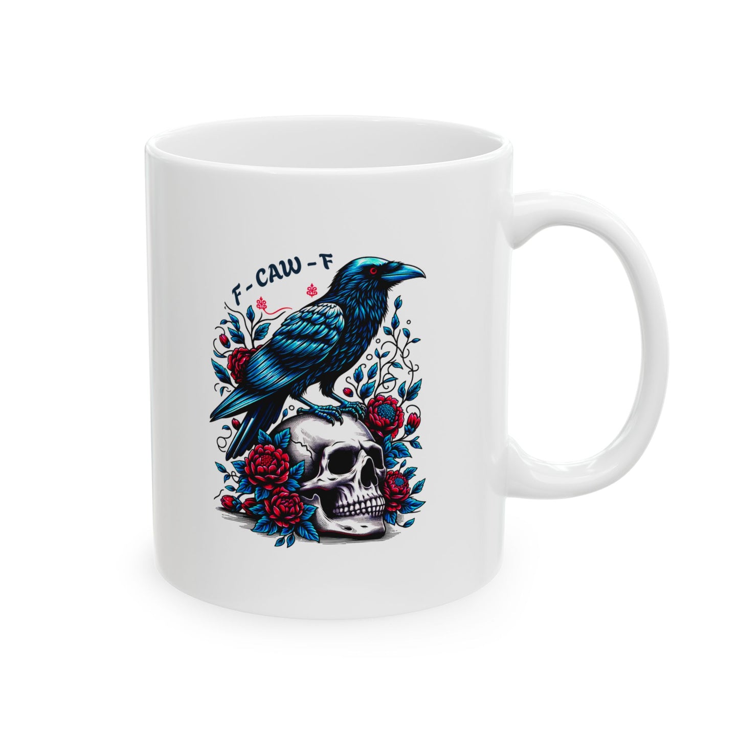 “Caw-Feine” Raven & Skull Ceramic Mug