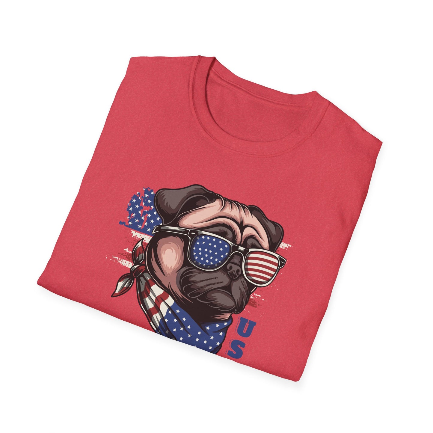 Patriotic Pug Dog USA Unisex Graphic T-Shirt