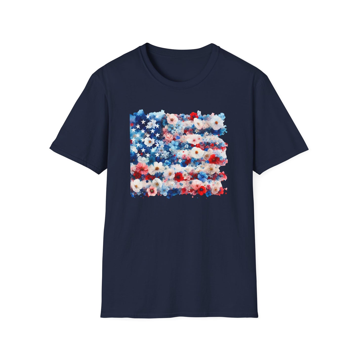 Patriotic Floral Freedom in Full Bloom Unisex Graphic T-Shirt
