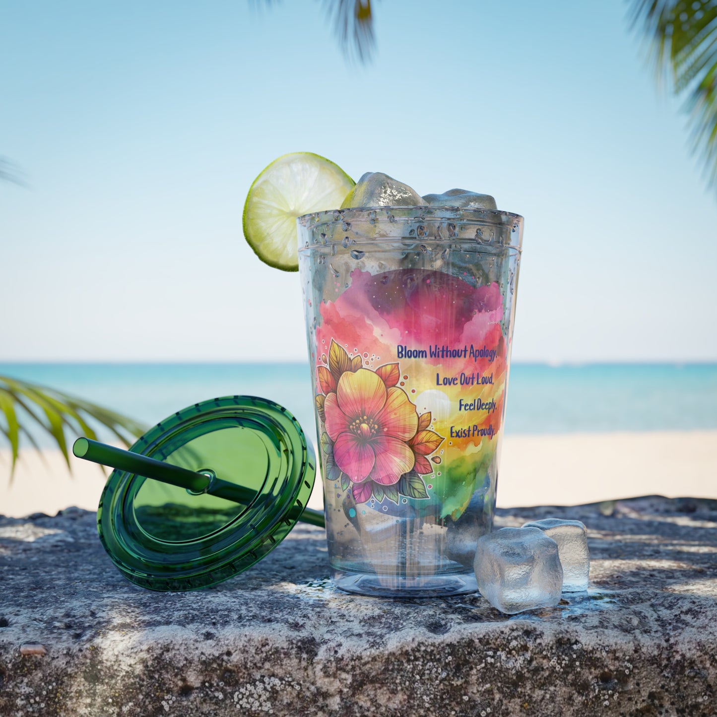 Bloom Without Apology 16oz. Insulated Tumbler with Straw