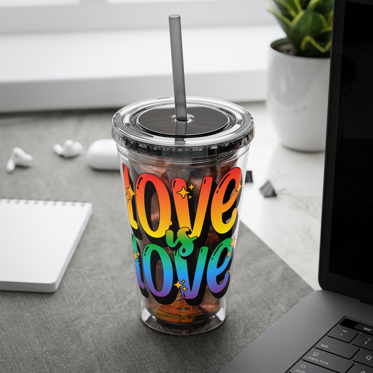 Love is Love Rainbow 16oz. Insulated Tumbler with Straw