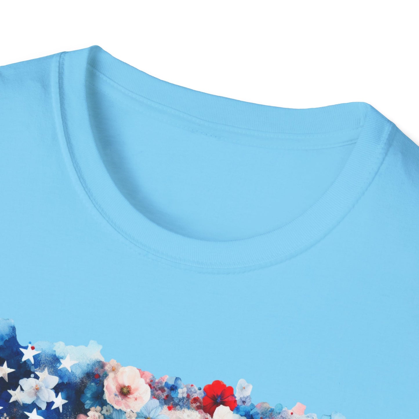 Patriotic Floral Freedom in Full Bloom Unisex Graphic T-Shirt