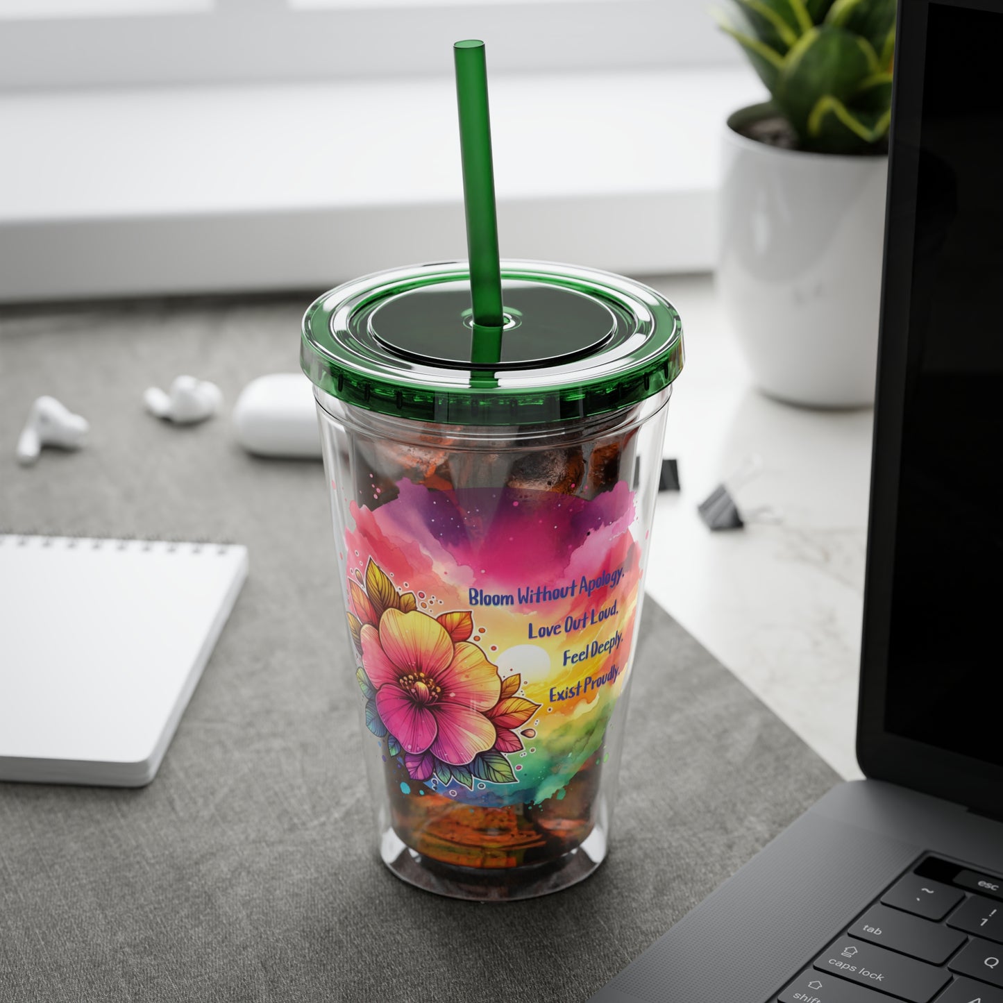 Bloom Without Apology 16oz. Insulated Tumbler with Straw