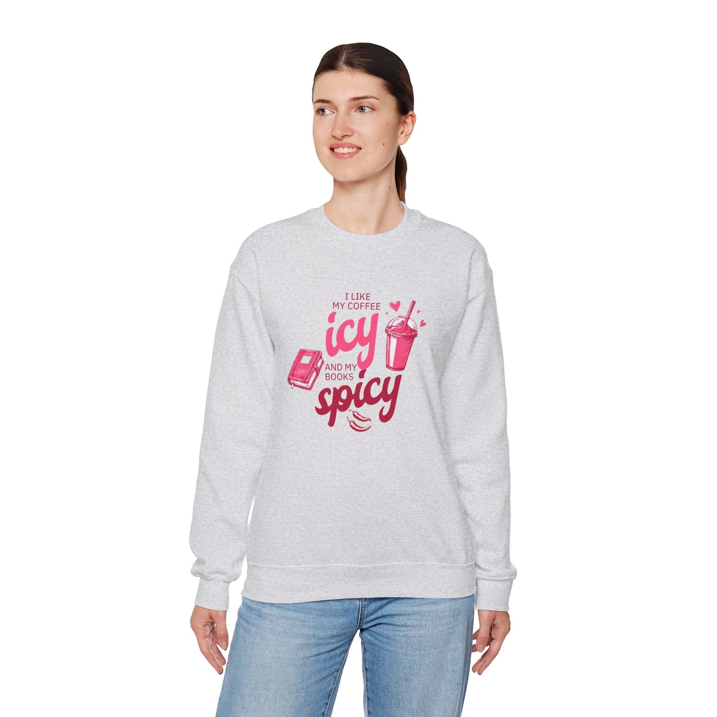 Icy Coffee Spicy Books Unisex Crewneck Sweatshirt