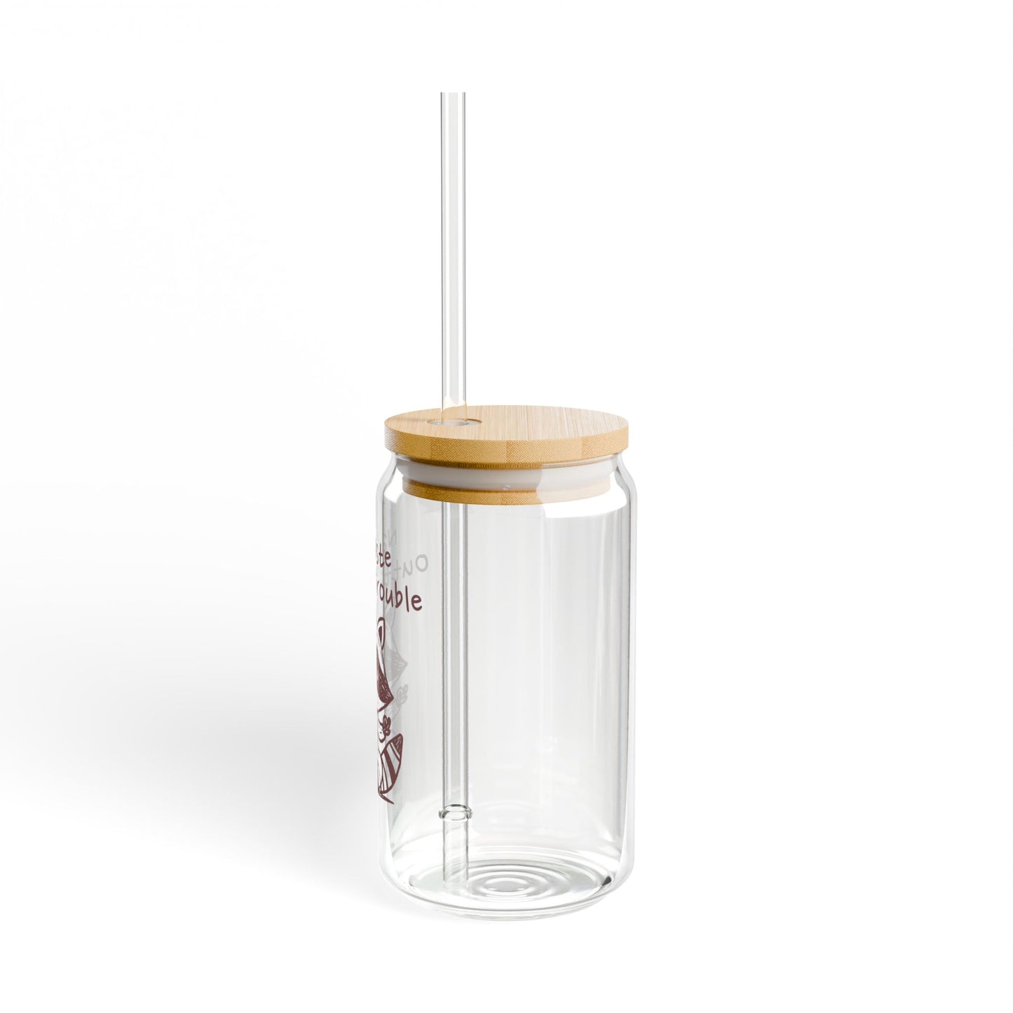 Namaste Outta Trouble Raccoon 16oz Sipper Glass with Bamboo Lid & Straw