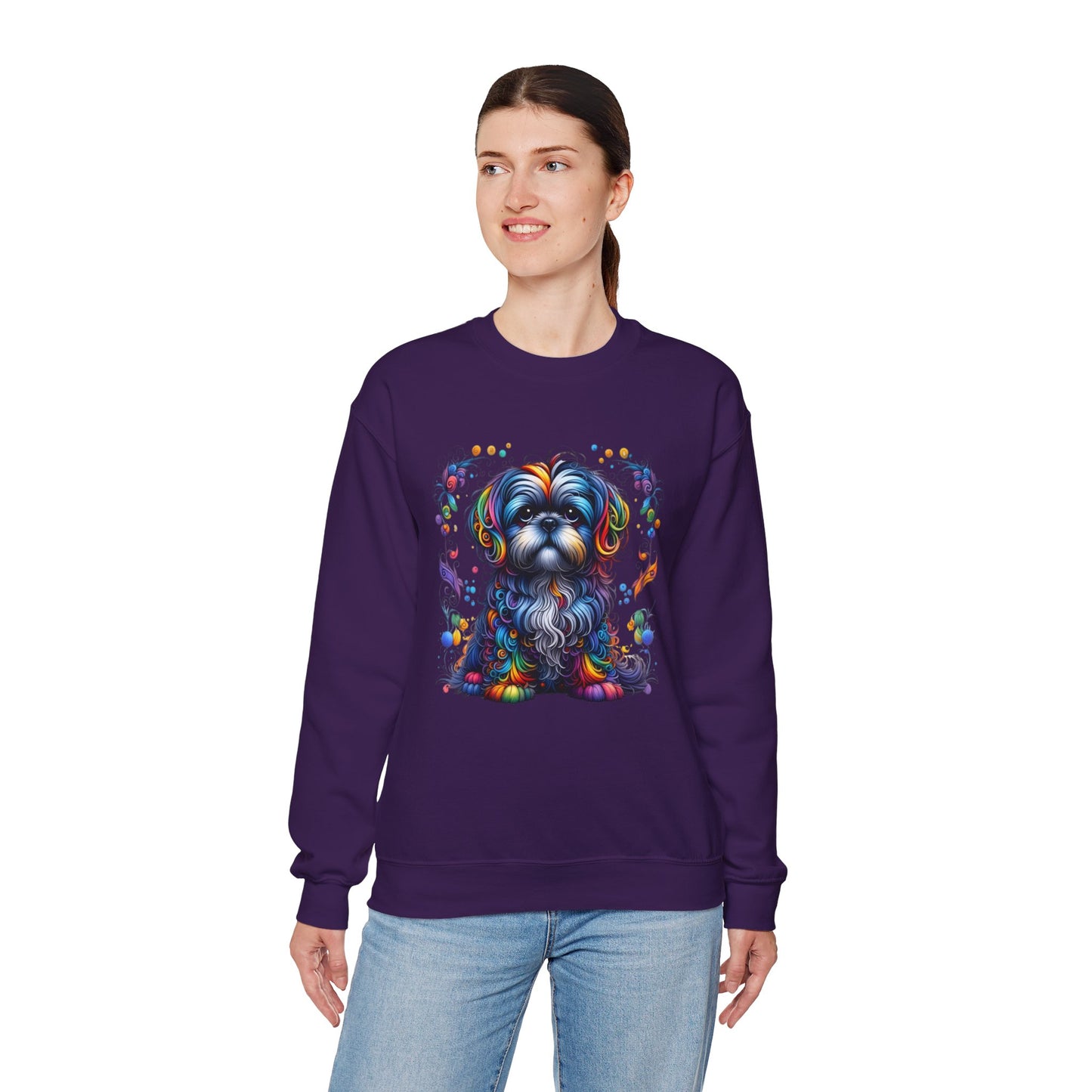 Colorful Shih Tzu Unisex Crewneck Sweatshirt