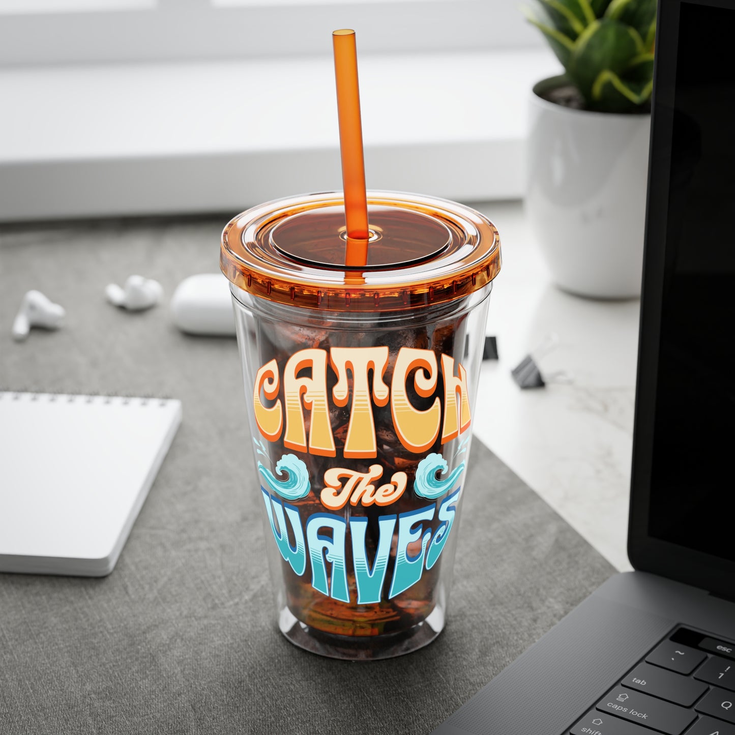 Catch the Waves 16oz Insulated Tumbler with Straw