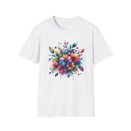 Rainbow Floral Explosion Unisex Graphic T-Shirt