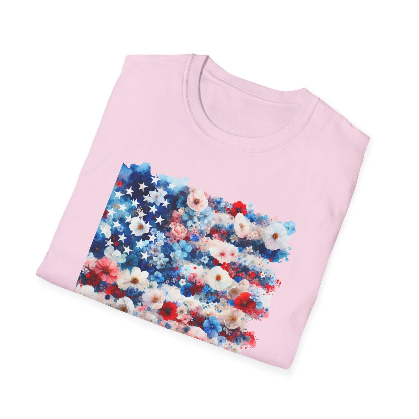 Patriotic Floral Freedom in Full Bloom Unisex Graphic T-Shirt