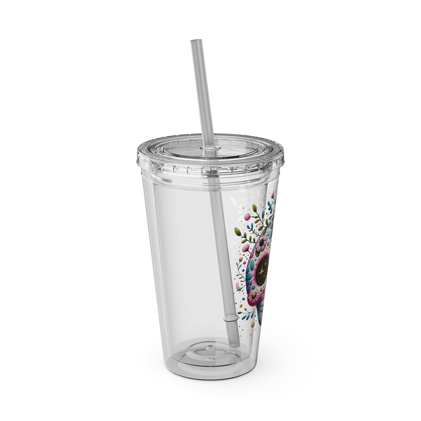 Sugar Skull 16oz Insulated Tumbler with Straw