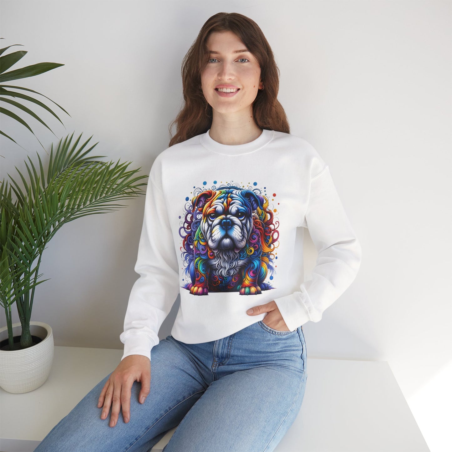 Colorful Bulldog Unisex Crewneck Sweatshirt