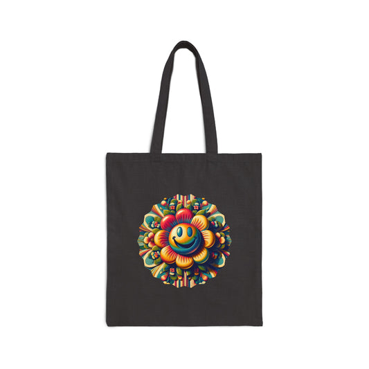 Cheerful Flower Cotton Canvas Tote Bag