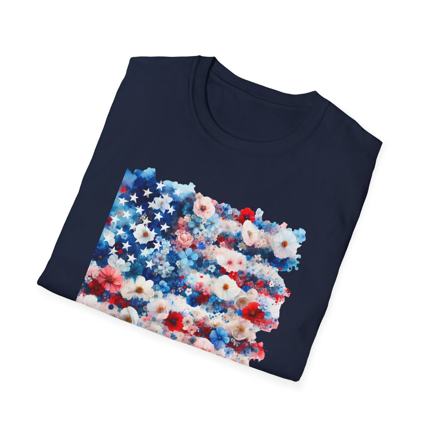 Patriotic Floral Freedom in Full Bloom Unisex Graphic T-Shirt