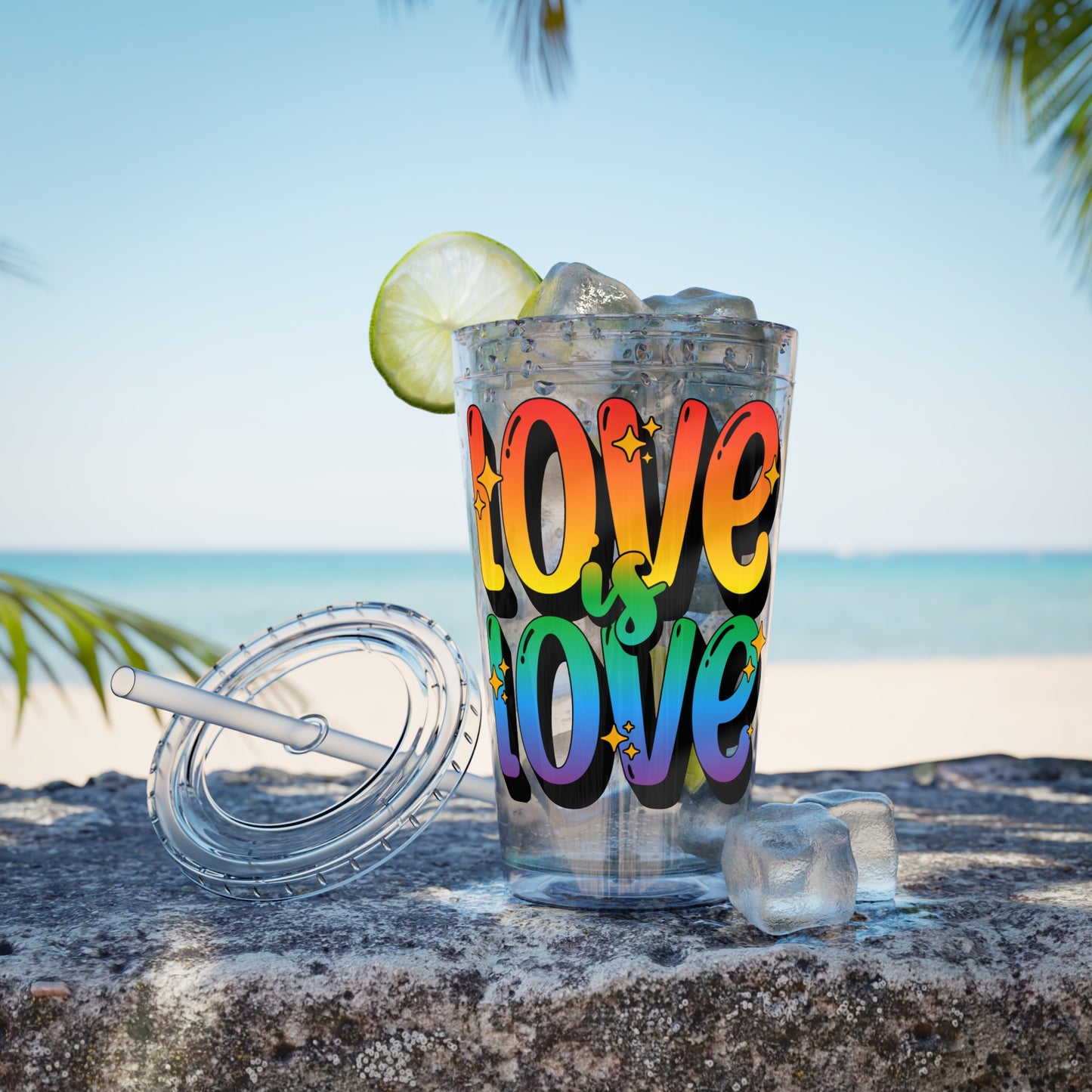 Love is Love Rainbow 16oz. Insulated Tumbler with Straw