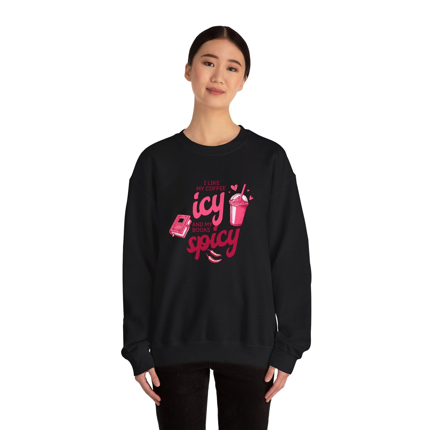 Icy Coffee Spicy Books Unisex Crewneck Sweatshirt