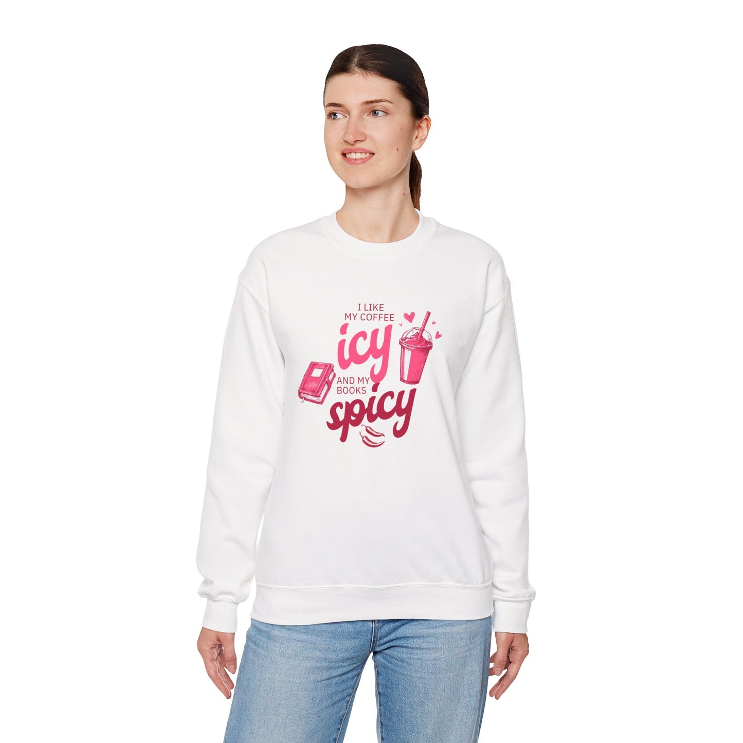 Icy Coffee Spicy Books Unisex Crewneck Sweatshirt