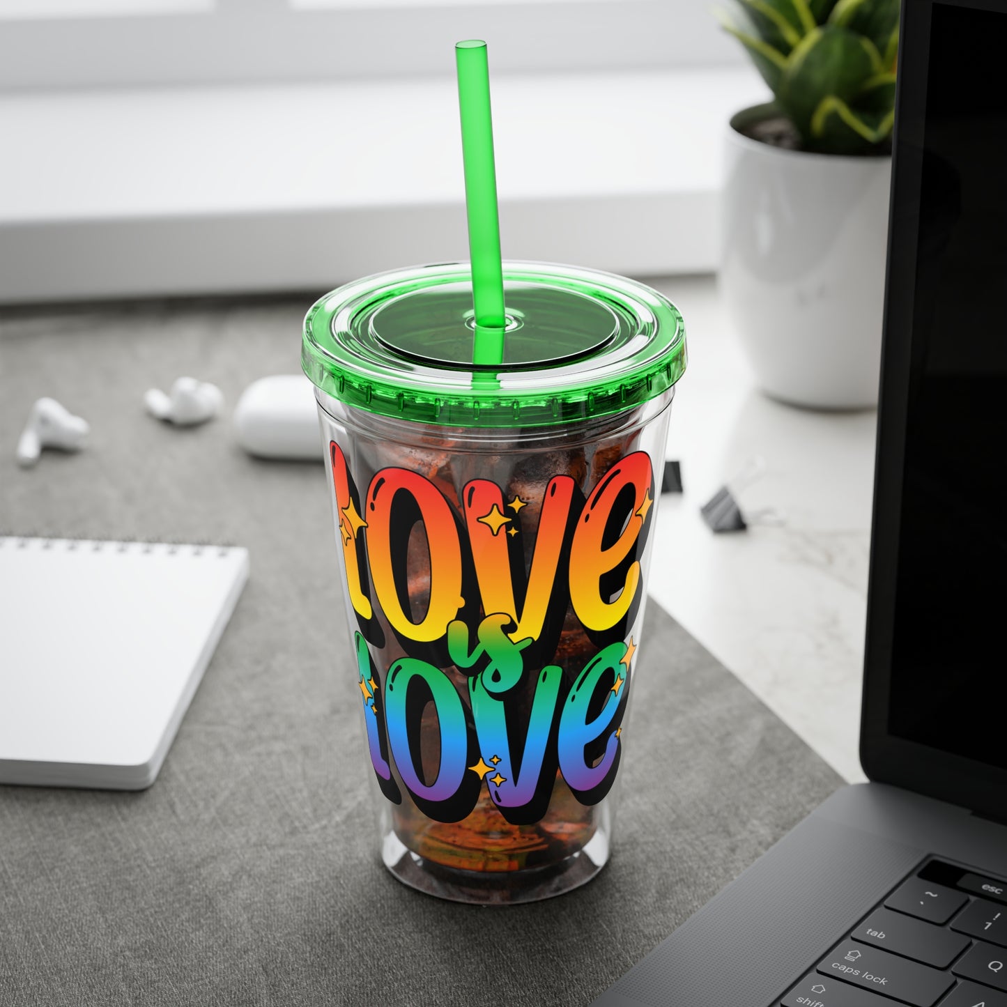 Love is Love Rainbow 16oz. Insulated Tumbler with Straw