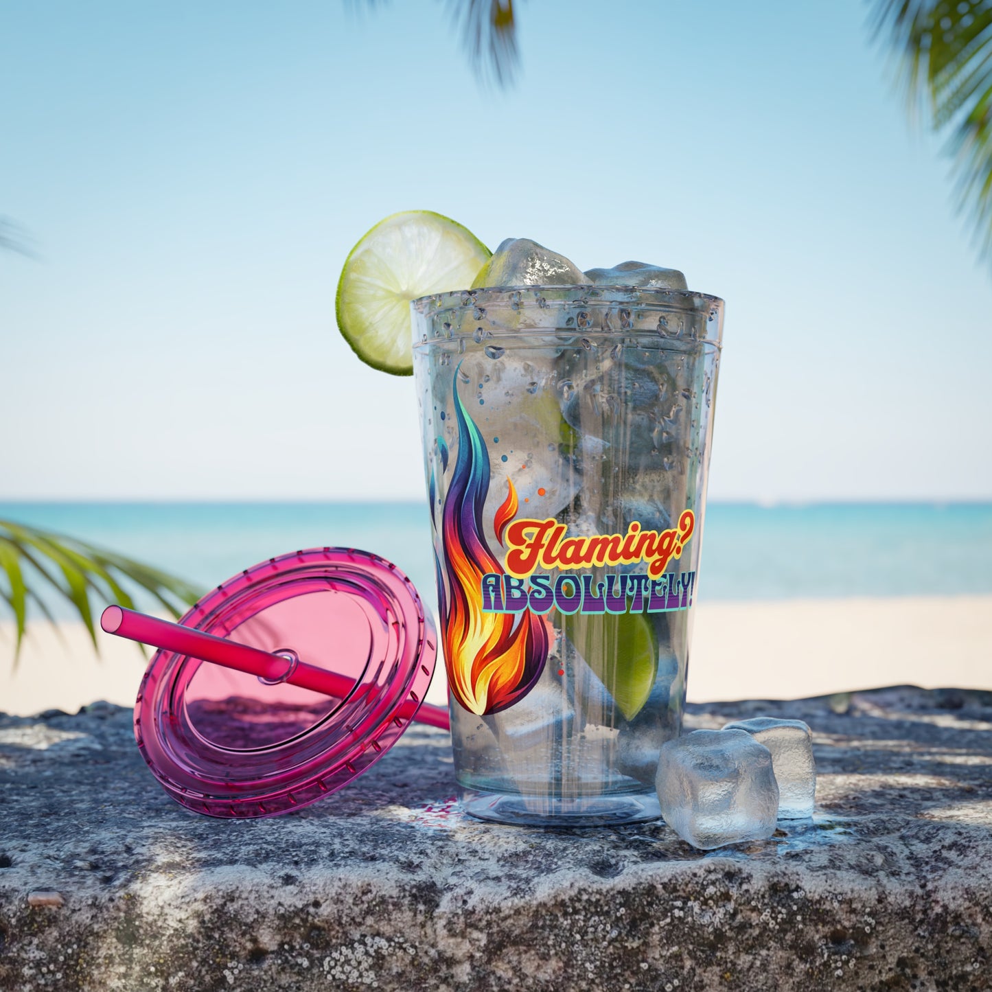 Flaming Pride 16oz Insulated Tumbler with Straw