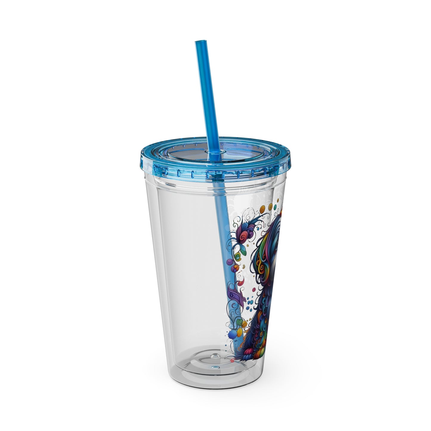 Colorful Shih Tzu 16oz. Insulated Tumbler with Straw